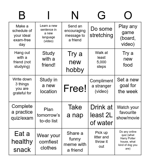 CSA December BINGO Card