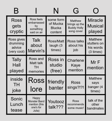 TTS BINGO 3!!!! ( Ross Interview Edition) Bingo Card