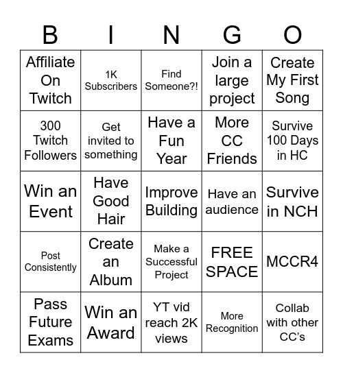 2025 Bingo Card Bingo Card