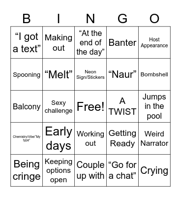 Love Island Australia 1 Bingo Card