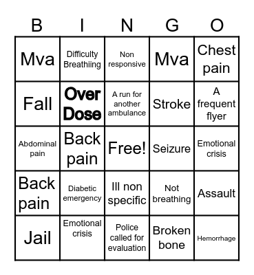 Ambulance Day Bingo Card