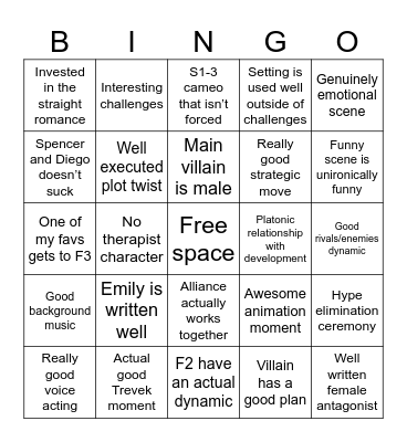 Good disventure camp bingo Card