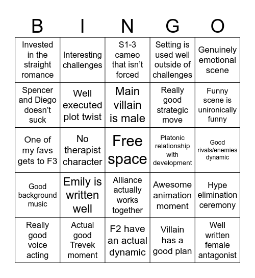 Good disventure camp bingo Card