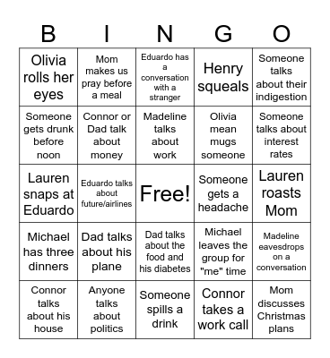 Punta Cana Bingo Card