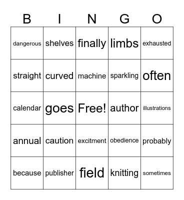 vocab bingo Card