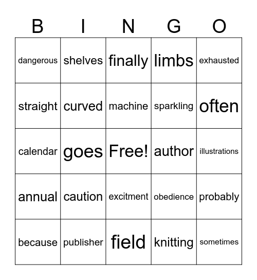 vocab bingo Card