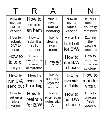 Training Maggie Bingo Card