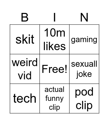 short Bingo Card