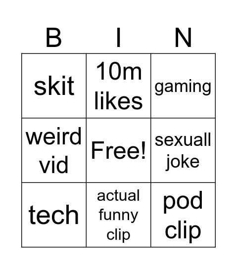 short Bingo Card