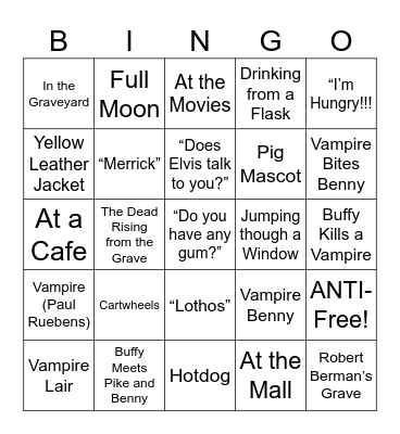 Buffy the Vampire Slayer - Round 1 Bingo Card