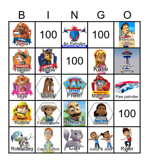 PAW PATROL Bingo Card