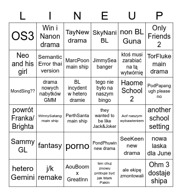 GMM 2025 LINEUP Bingo Card