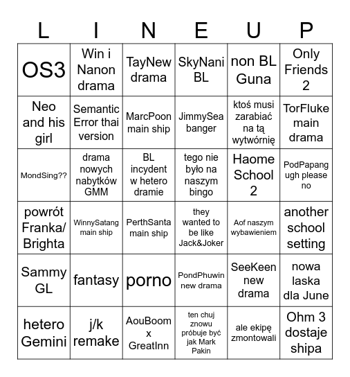 GMM 2025 LINEUP Bingo Card