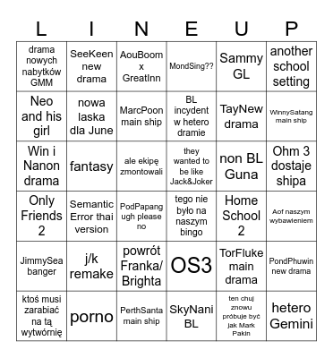 GMM 2025 LINEUP Bingo Card