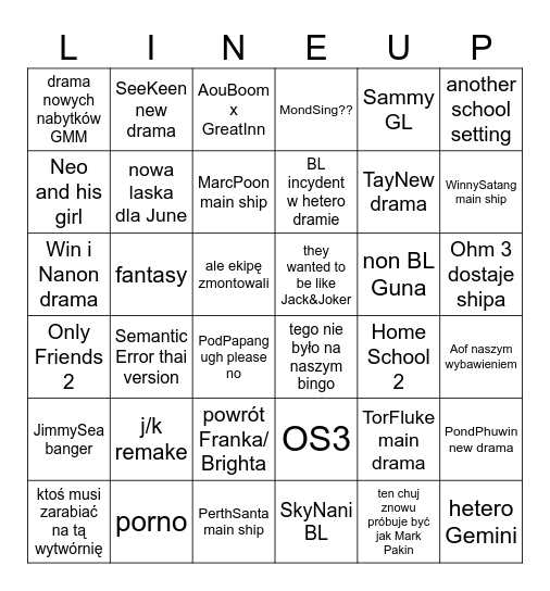 GMM 2025 LINEUP Bingo Card