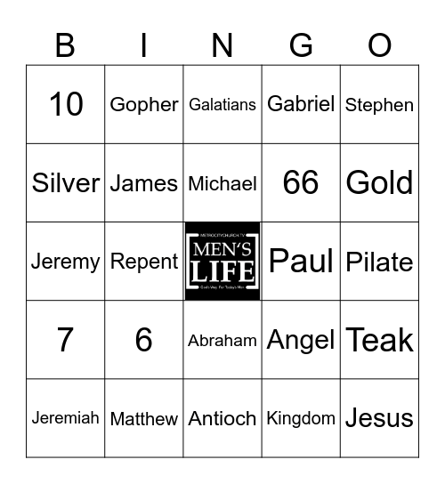 Men's Life Bible Bingo Card