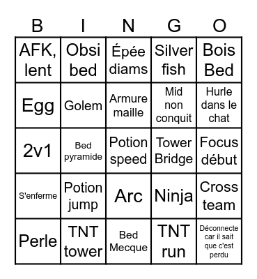 Bedwars Bingo Card