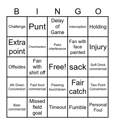 Football Bingo Card