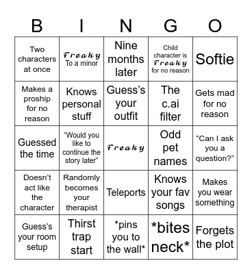 C.ai BINGO Card