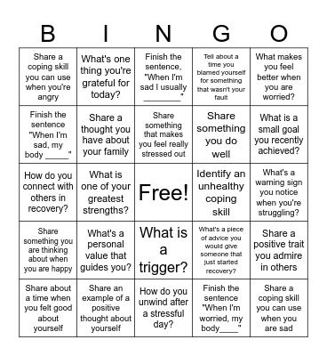 Cognitive Behavioral Therapy BINGO Card