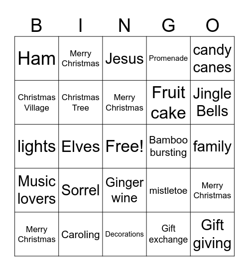 Christmas Bingo Card