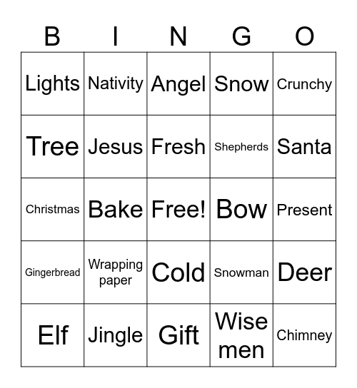 Cookie Day Bingo Card