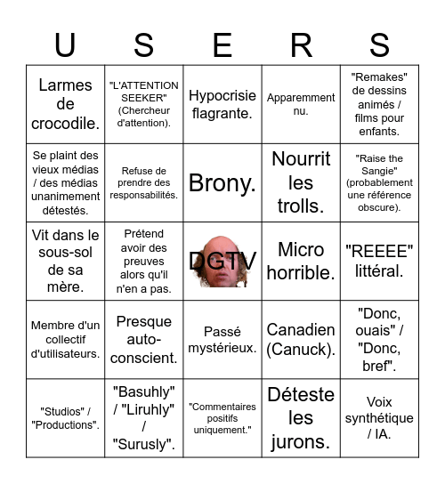 Dégénéré TV Bingo Card