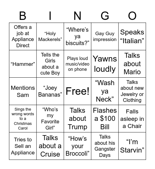 Poppy Bingo Card