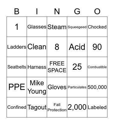 Safety Day Bingo! Bingo Card