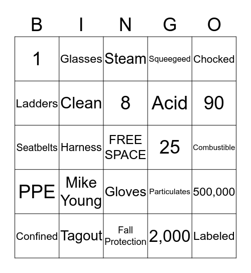 Safety Day Bingo! Bingo Card