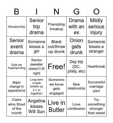 Council Senior Year BINGO! Bingo Card