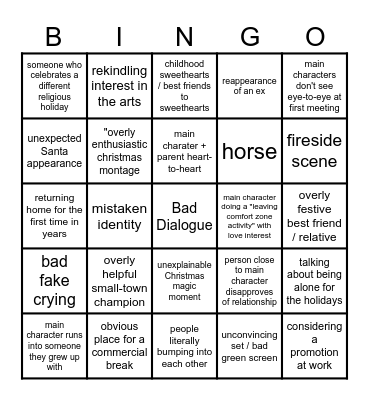 The Hallmark Christmas Experience Bingo Card