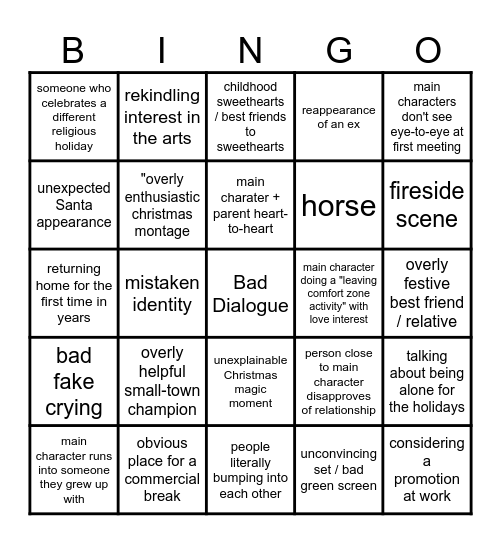 The Hallmark Christmas Experience Bingo Card