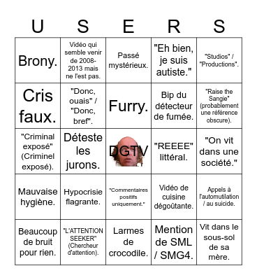 Dégénéré TV Bingo Card