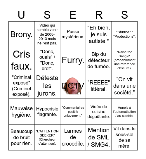 Dégénéré TV Bingo Card