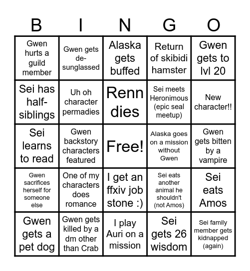 Fey bingo 2025 Bingo Card