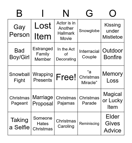 Hallmark Christmas Bingo (Hard) 2 Bingo Card