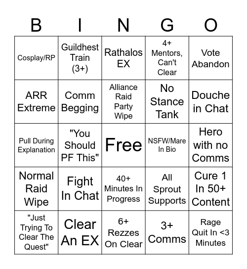 Fox's Mentors Bingo Card