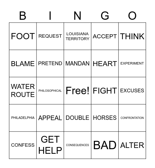 REVIEW Bingo Card