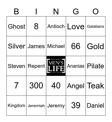 Men's Life Bible Trivia Bingo Card