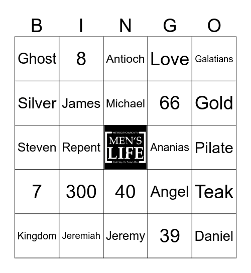 Men's Life Bible Trivia Bingo Card