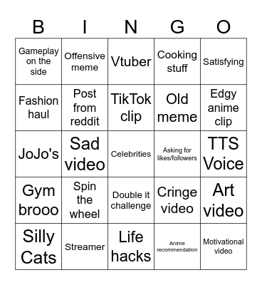 Instagram Reels bingo Card