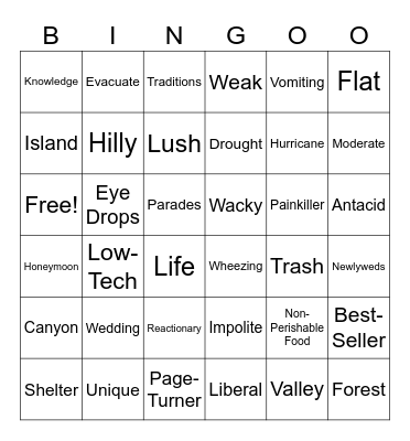 Best Bingo Ever. Bingo Card