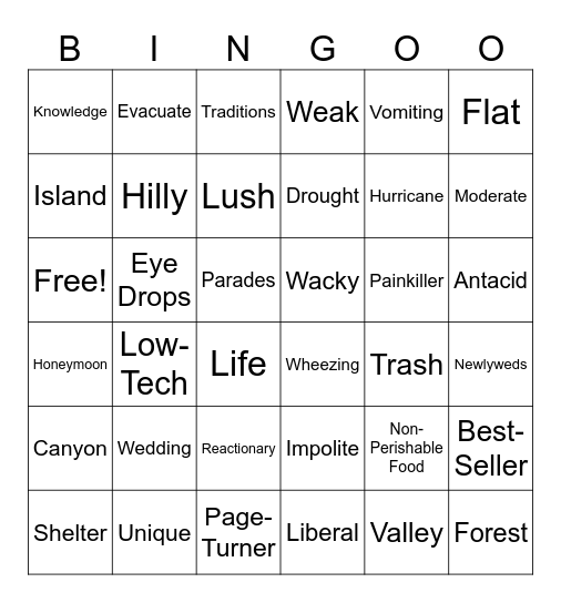 Best Bingo Ever. Bingo Card