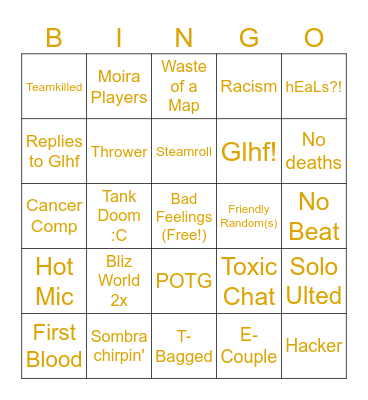 OVERWATCH Bingo Card