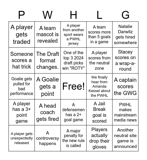 2024-2025 SEASON BINGO CARD Bingo Card