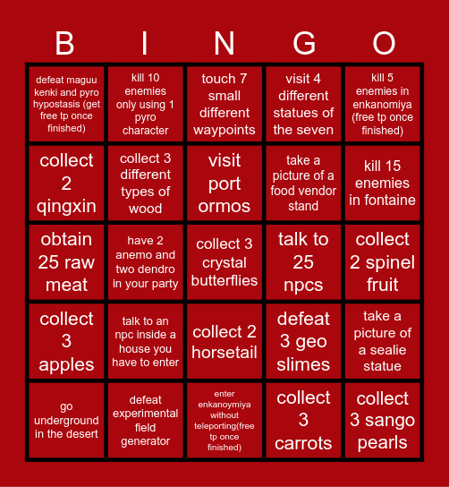 Untitled Bingo Card