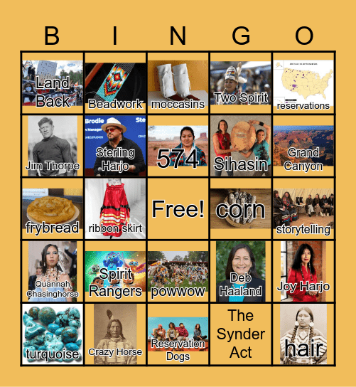 Indigenous Awareness Bingo Card