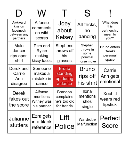 DWTS Finale Bingo! Bingo Card