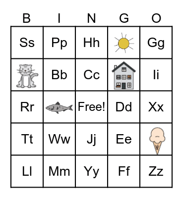 Alphabet Bingo Card